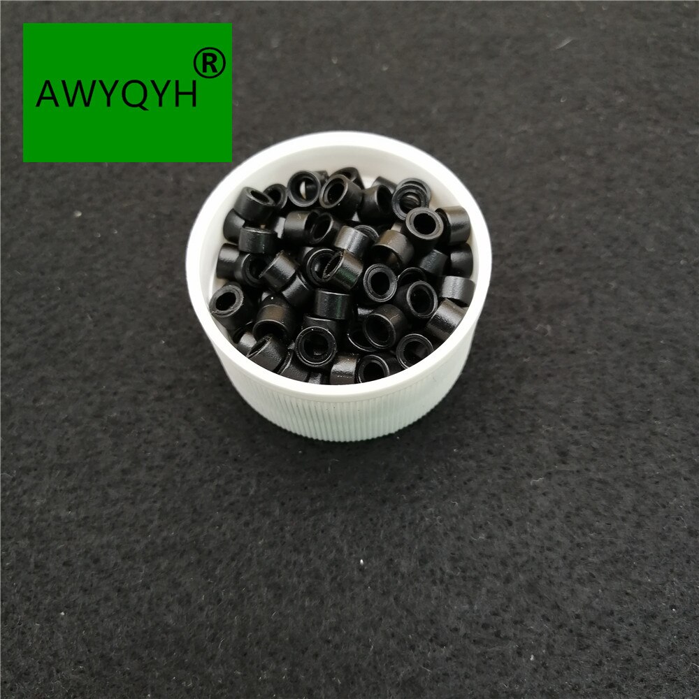 Microcuentas de silicona forradas de 1000 Uds., 5,0x3,0x3,0mm, microcoletas para extensiones de cabello humano de plumas, accesorios para cabello