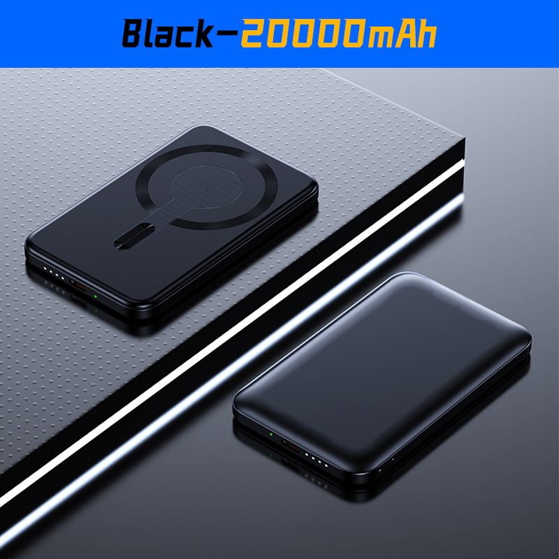 50000mAh Powerbank Ultrafino Liga de Aluminio Sem Fio Carregamento Rápido Banco de Potência de Sucção Magnética com Uma Capacid: green