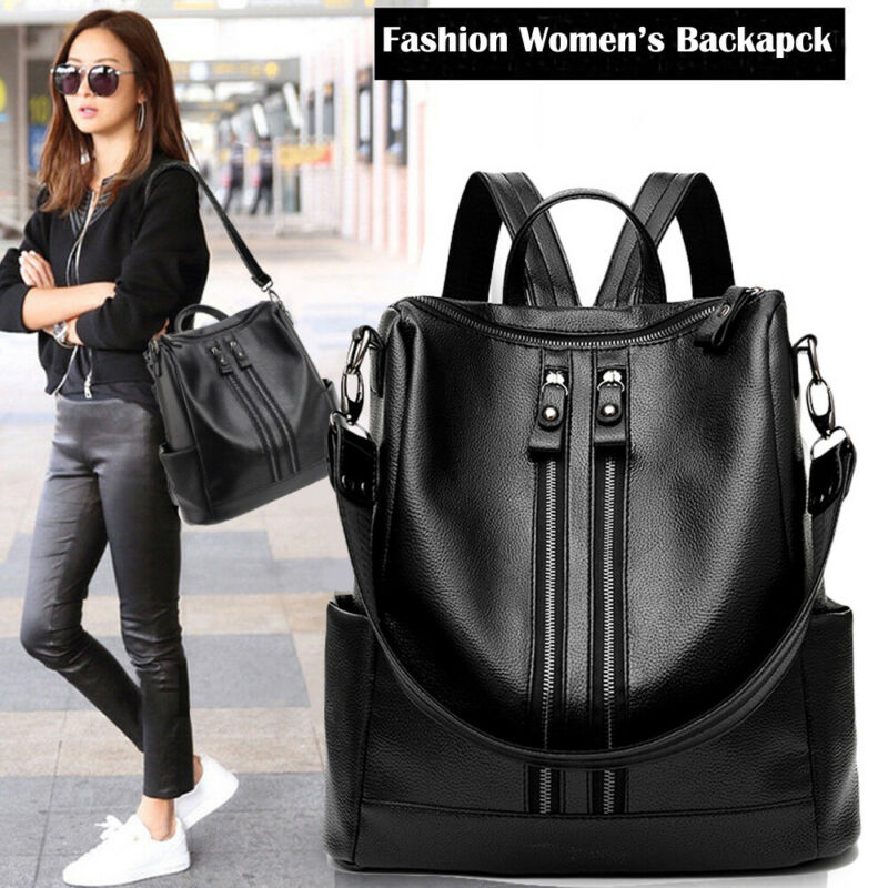 Mochila de piel sintética para mujer, bolso de viaje, escolar, para hombro, a la ,