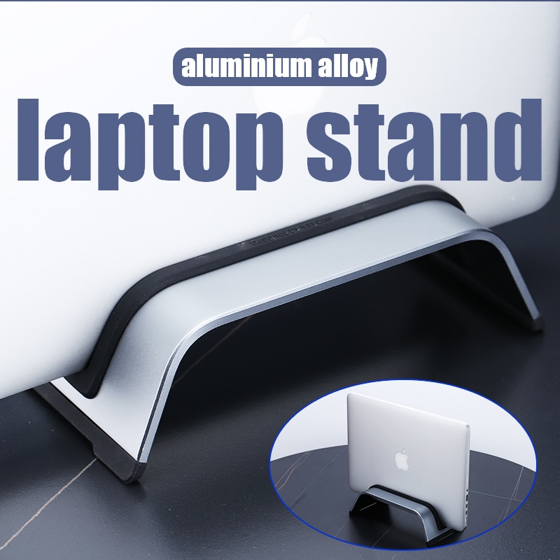 Verticale Laptop Stand Mobiele Hoogte Aluminium Macbook Verticale Stand Ruimtebesparend Draagbare Multifunctionele Zwart