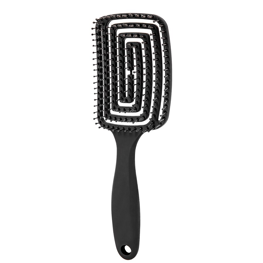 Hair Detangling Brush For Easy Detangler Curly Hair Scalp Massage Hair Comb For Afro Textured Wet Dry Kinky Wavy Hair Women: Anmo Black