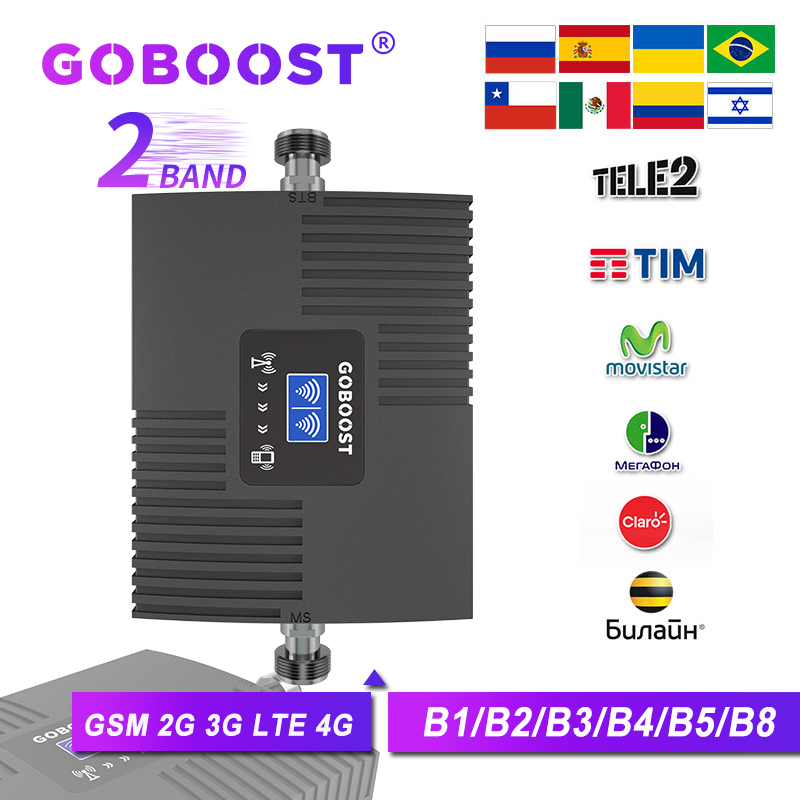 GOBOOST-amplificador de señal de 2 bandas, repetidor de teléfono móvil Gsm 850, 900, 2G, 3G, 2100, LTE, 4G, AWS, 1700 piezas, 1900, DCS, 1800 MHz