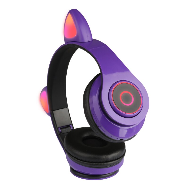 Børn bluetooth 5.0 hovedtelefoner led lys katteører headset trådløs øretelefon hifi stereo bas hovedtelefon til telefoner med mikrofon