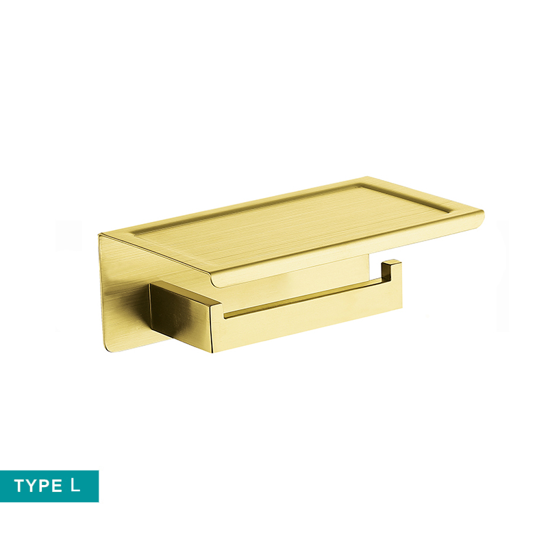 Toilet Roll Double Paper Long Holder with Rack Hanger Bathroom WC Accessories Hardware Matt Black Gold Chrome: L BA0048BG-86