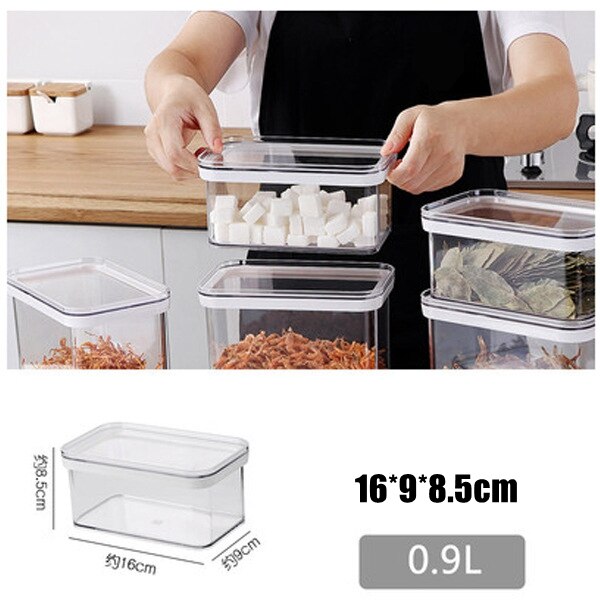 Wall-mounted Food Storage Cans Plastic Stacked Food Storage Container Box Refrigerator Sliding Sealed Jar Kitchen Supplies: S