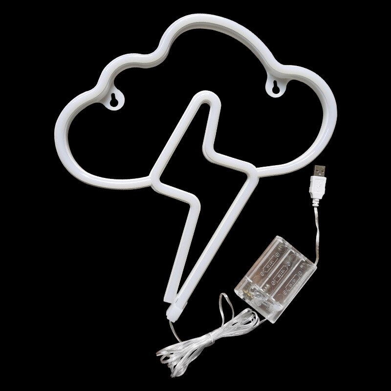 Lightning Cloud Neon Sign LED Bolt Cool Light up Thunderbolt Wall Lamp Bedroom Gaming Room Art Decoration Photography Backlight