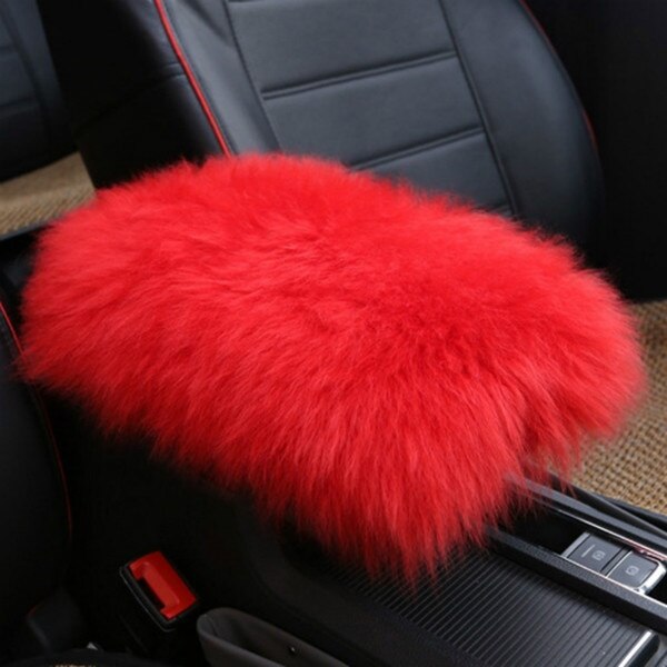 Auto Pluche Armsteun Cover Faux Fur Auto Center Arm Rest Console Pad Wol Kussen Protector Universal Voor Suv/Vrachtwagen/Auto: Red