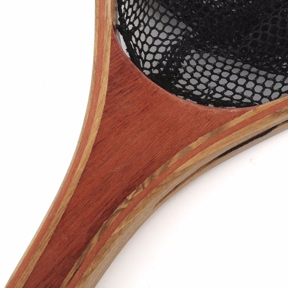 Fly Fishing net wooden handle 23.8 inches fishing net length Landing Soft Rubber Mesh Trout Catch Release Fishing Net