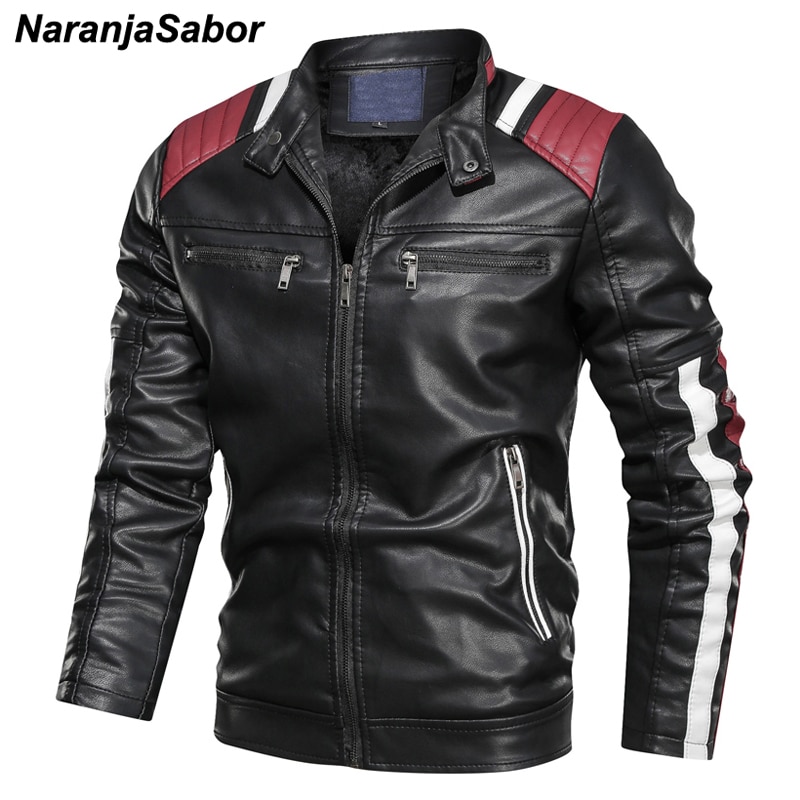Naranjasabor skinnjacka herr vinter höst pu motorcykel jackor casual slim fit kappor manligt märke kläder  n586
