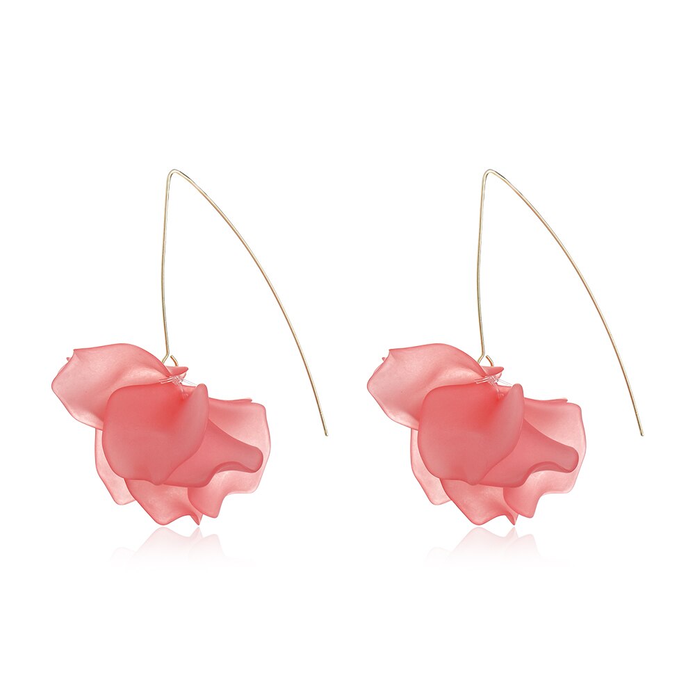 1 par nuevos diseños multicolor Flor de resina de pendientes largos Bohemia hecho a mano pétalos pendientes colgantes para de mujer: 2-Pink