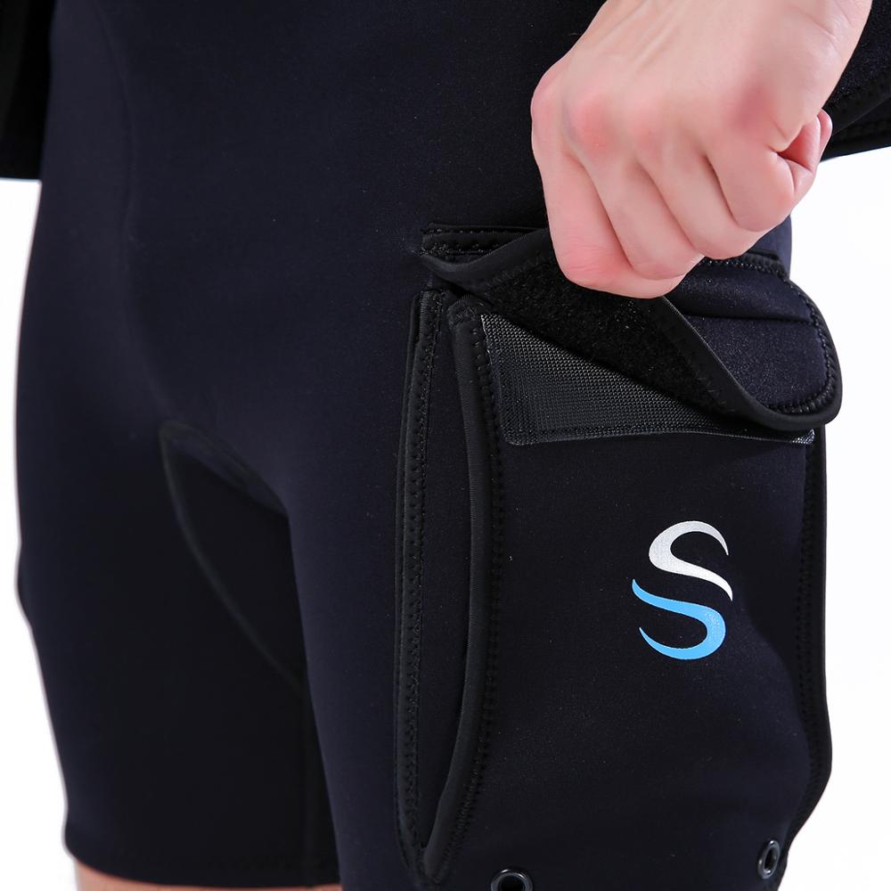 Pantalones cortos de buceo de neopreno de 3MM para hombre y mujer, traje de neopreno para surfear, pantalón técnico de esnórquel con bolsillo, para nadar