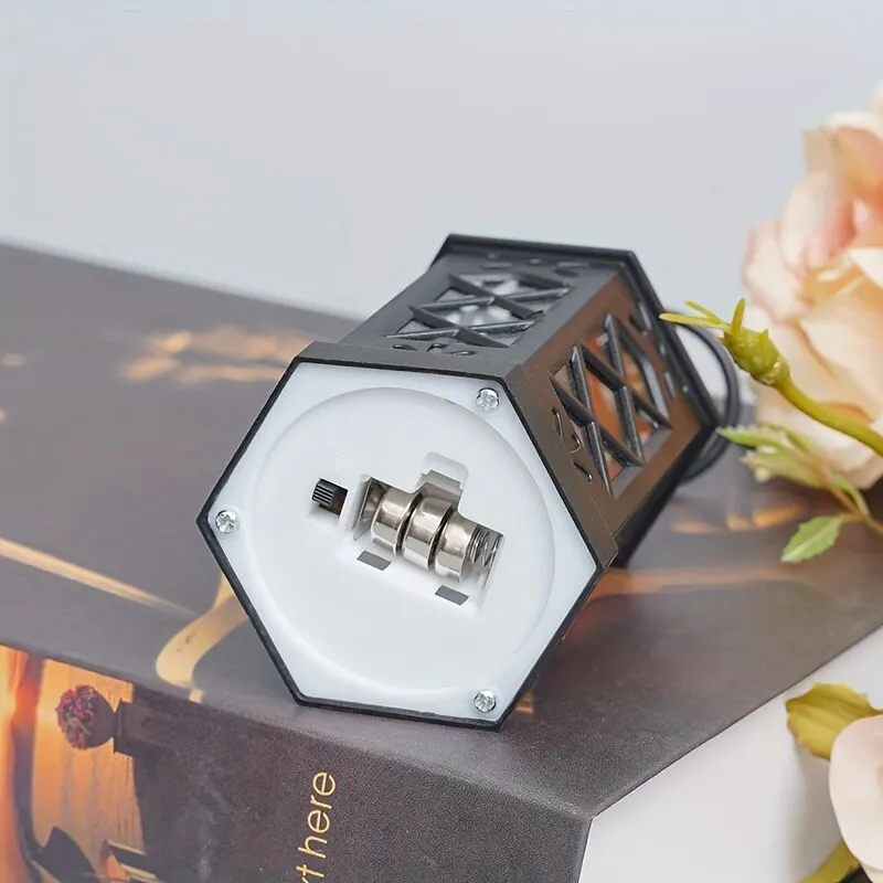 Retro skrivebordslampe med led, sekskantet vindlampe, bærbar stearinlys- og hestelampe, atmosfæredekoration