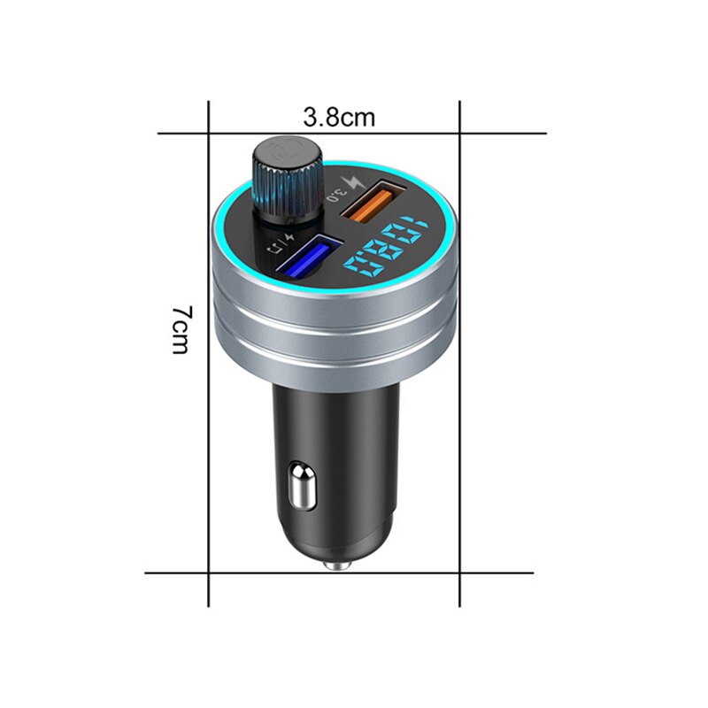 Bluetooth 5.0 Fm Transmitter Car Kit MP3 Modulator Auto-oplader QC3.0 Dubbele Usb Met Led Rooster Screen Eq Modus