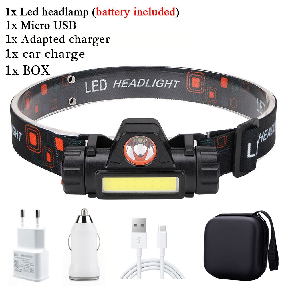 ZHIYU Tragbare Mini Taschenlampe Q5 + Kolben LED Scheinwerfer hoch Energie Gebaut-in 18650 Batterie draussen Camping Scheinwerfer Stufenlose dimmen: Paket F