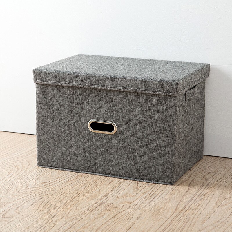 1Pc Opslag Dozen Met Deksels Geen Geur Polyester Stof Duidelijk Opbergmanden Containers Bakken Met Dubbele Cover Organizer 2 size: Gray L 38L