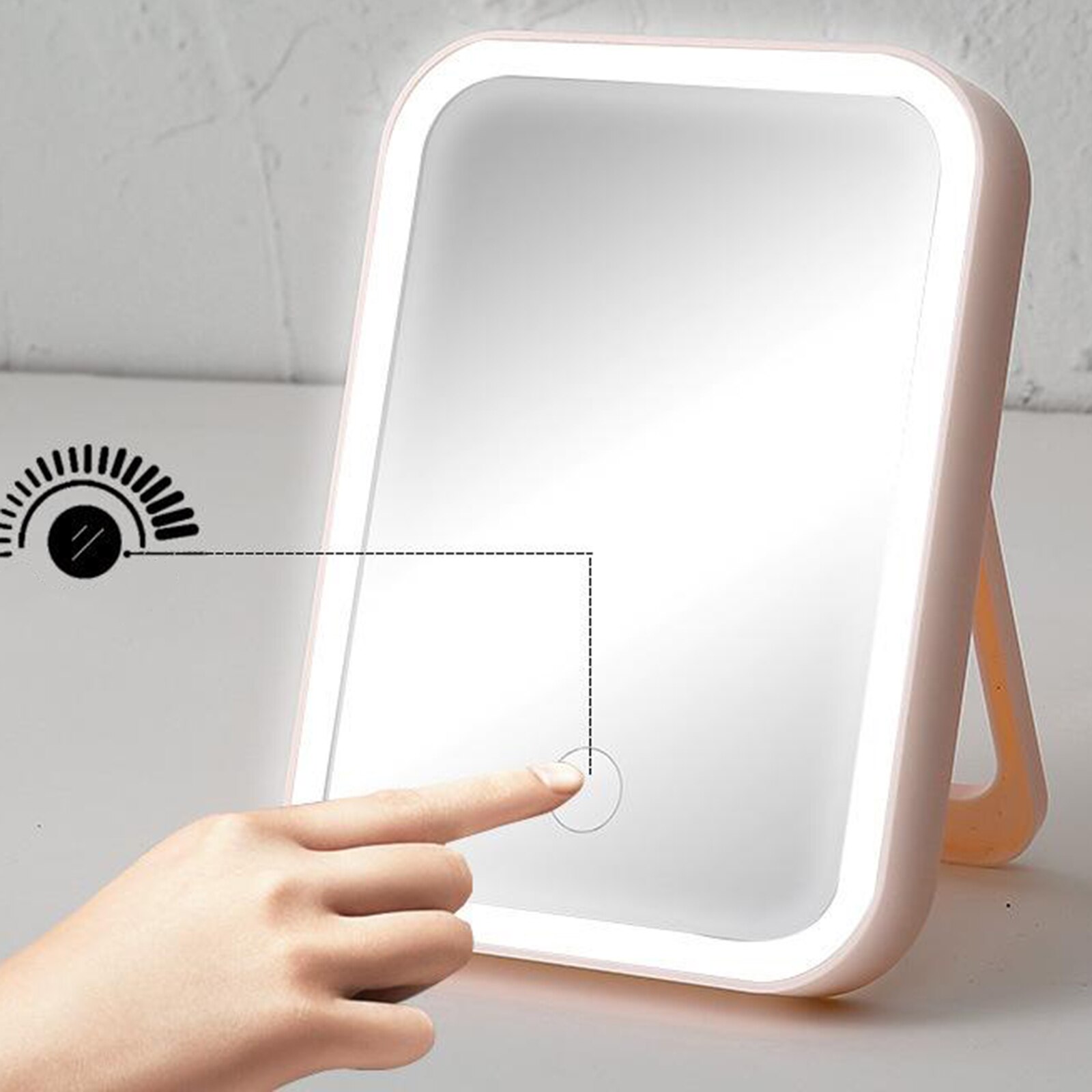 Rechargeable Lighted Makeup Mirror with Dimmable Lights , Portable Touch Screen USB Charging Mirror, Easy to Use