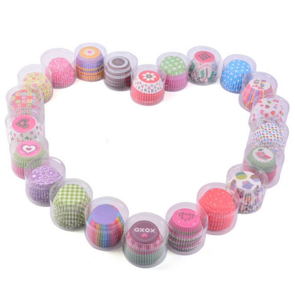 100Pcs Kleurrijke Papier Taart Cupcake Liner Bakken Muffin Box Cup Case Party Tray Cakevorm Decorating Cupcake papier Gereedschap