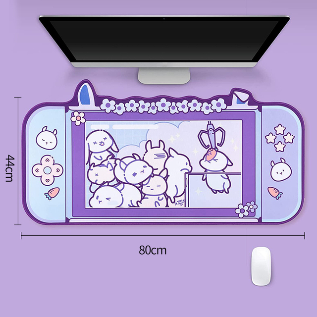 Large Kawaii Gaming Mouse Pad Cute Pink Purple Sakura Bunny Desk Pad Water Proof Nonslip Laptop Desk Accessories for Gaming: WHITE