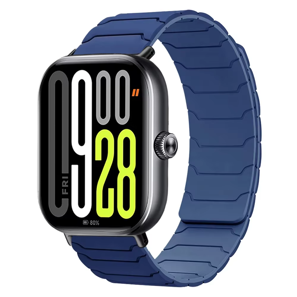 Bracelet en Silicone souple pour montre Redmi 5/4, magnétique, confortable, de remplacement, Xiaomi MiBand 9 Pro/8 Pro: XL / blanc argenté