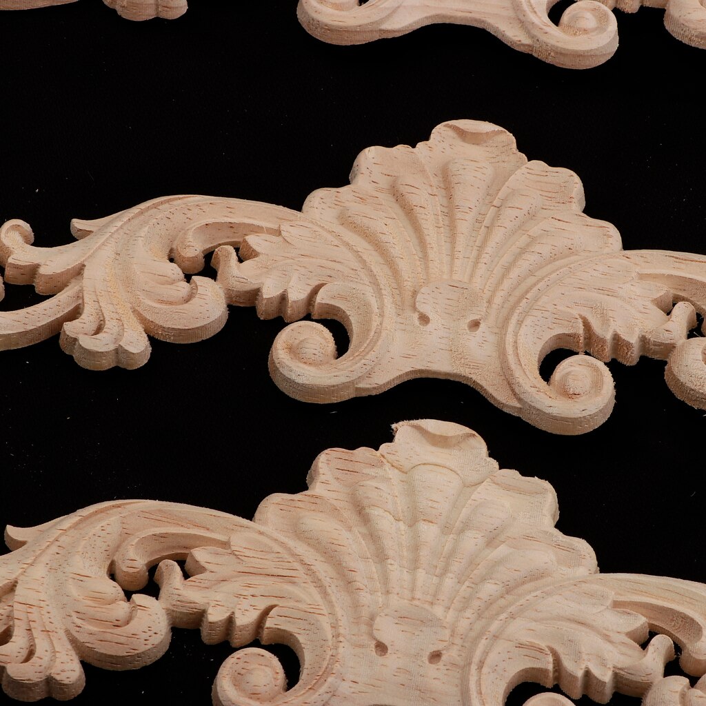 4Pcs Unpainted Wood Carved Corner Frame Applique Furniture Moulding Art Decor Handcraft Ornament Unpainted
