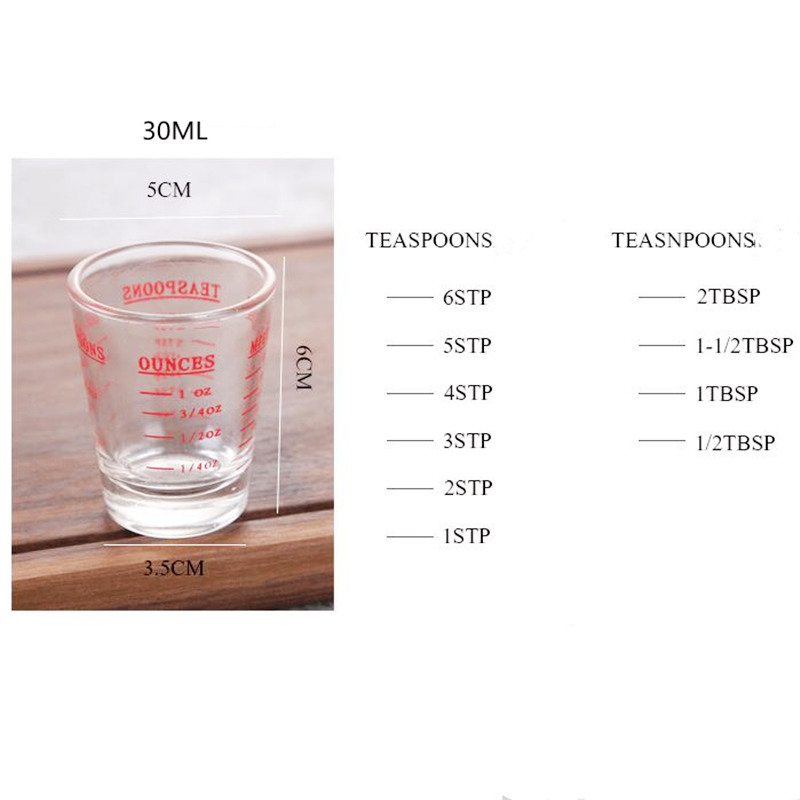 HOMETREE 30/60ML barman szklany kubek z podziałką kubek na herbata mleczna, barman kawy, kuchnia robić baru szklana kubki pomiarowe HNS56