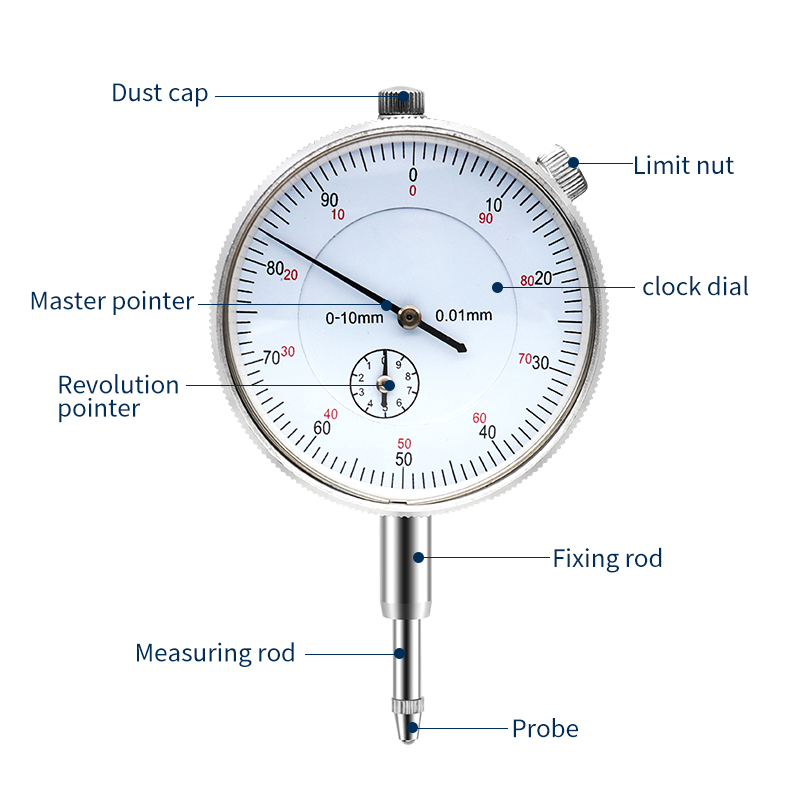 Dial Indicator Gauge 0-10mm Meter Precise 0.01 Resolution Concentricity Test