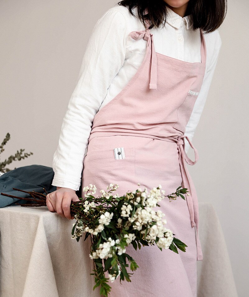Nordic wind voksen unisex bomuld langt forklæde hagesmæk kaffebarer og blomsterbutikker arbejde rengøring forklæder til kvinder: 3