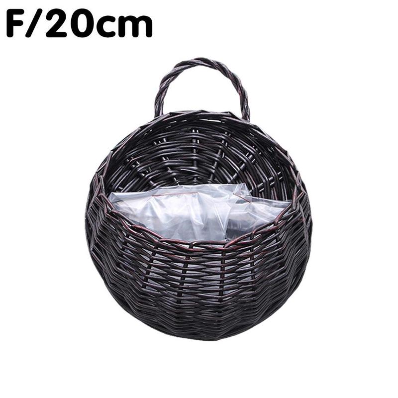 Flower Basket Wall Hanging Natural Wicker Flower Pot Home Rattan Basket Planter Container Decoration Vase Wall Storage Gard N0f8: 20CM dark brown