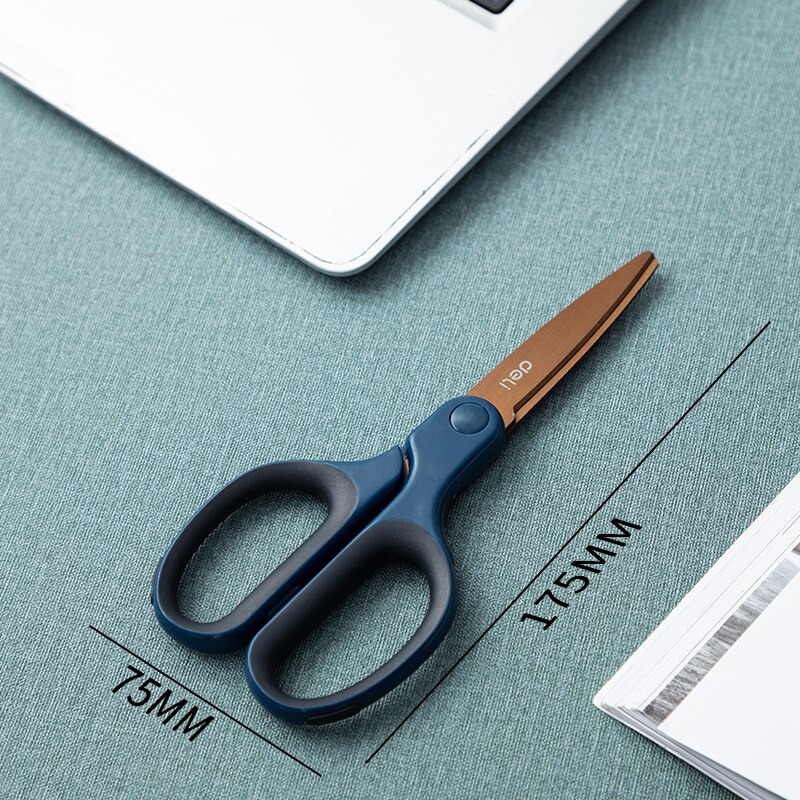 Tijeras con recubrimiento de teflón, tijeras de aleación de acero inoxidable, tijeras de arte para oficina, cinta antiadherente, tijera doméstica: Blue