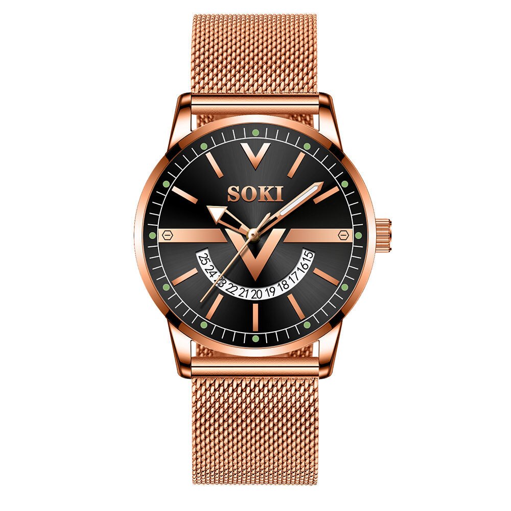 SOKI-Relojes de pulsera para hombre, de cuarzo, azul, deportivo, resistente al agua, cronógrafo Masculino: Rose black