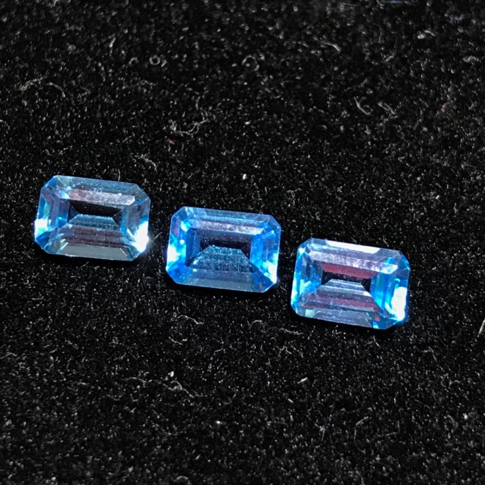 Vvs 5 Mm * 7Mm Emerald Cut Topaz Gemstone Real Natural Light Blue Topaz Losse Stenen Voor Sieraden Winkel