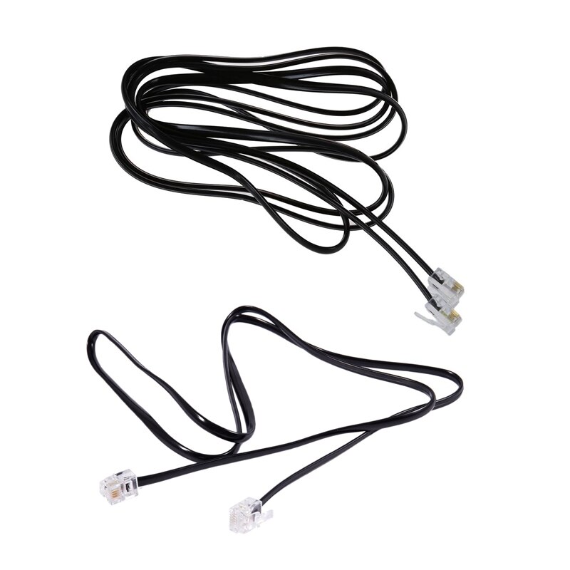 2Pcs RJ11 6P4C Telefoon Kabel Cord Adsl Modem, 1 Meter & 2 Meter