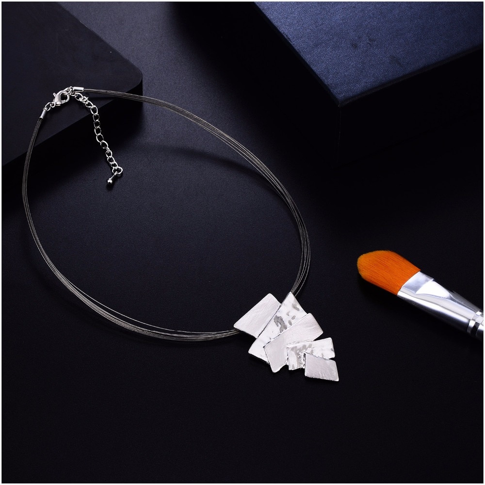 HONGYE Silver Color Necklace Chain Jewelry Women Accessories Long Unique Pendant Necklace collier femme