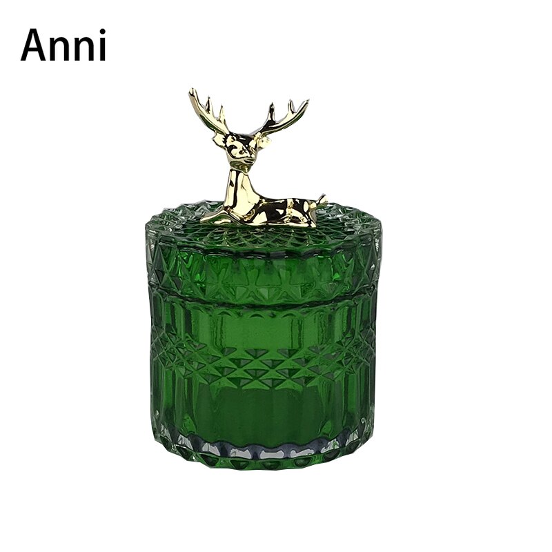 Bocaux de rangement décoratifs en forme de cerf doré, avec couvercle, bouteille en verre cristal, artisanat, collations de bureau, bonbons, décoration de salon