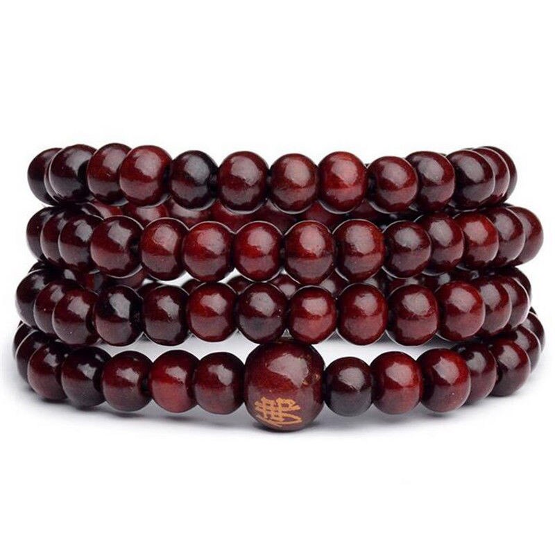 Prayer Beads Bracelet Tibetan Buddhist Rosary Charm Mala Meditation Necklace Yoga lucky Wenge Wooden Bracelet For Women Men: 06