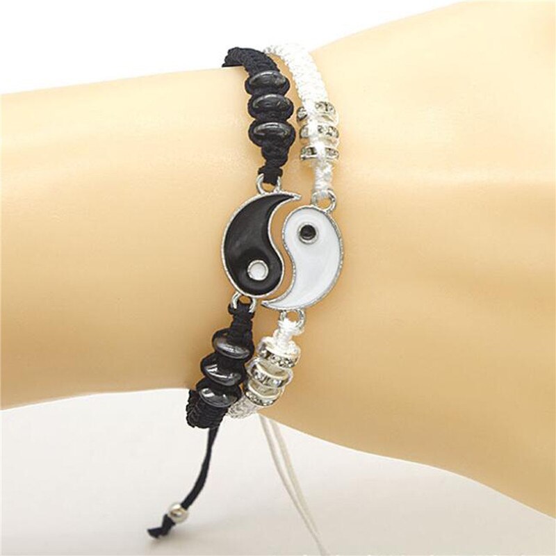 1 Pc Paar Armband Chinese Retro Tai Chi Gossip Verban Pech Hand Geweven Touw Bff Beste Vriend Vriendschap Sieraden