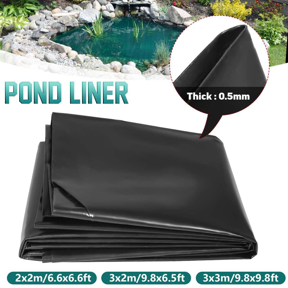 0.5mm Thicken Waterproof Liner Film Fish Pond Liner Garden Pool Reinforced HDPE Heavy Duty Guaranty Landscaping Pool Pond