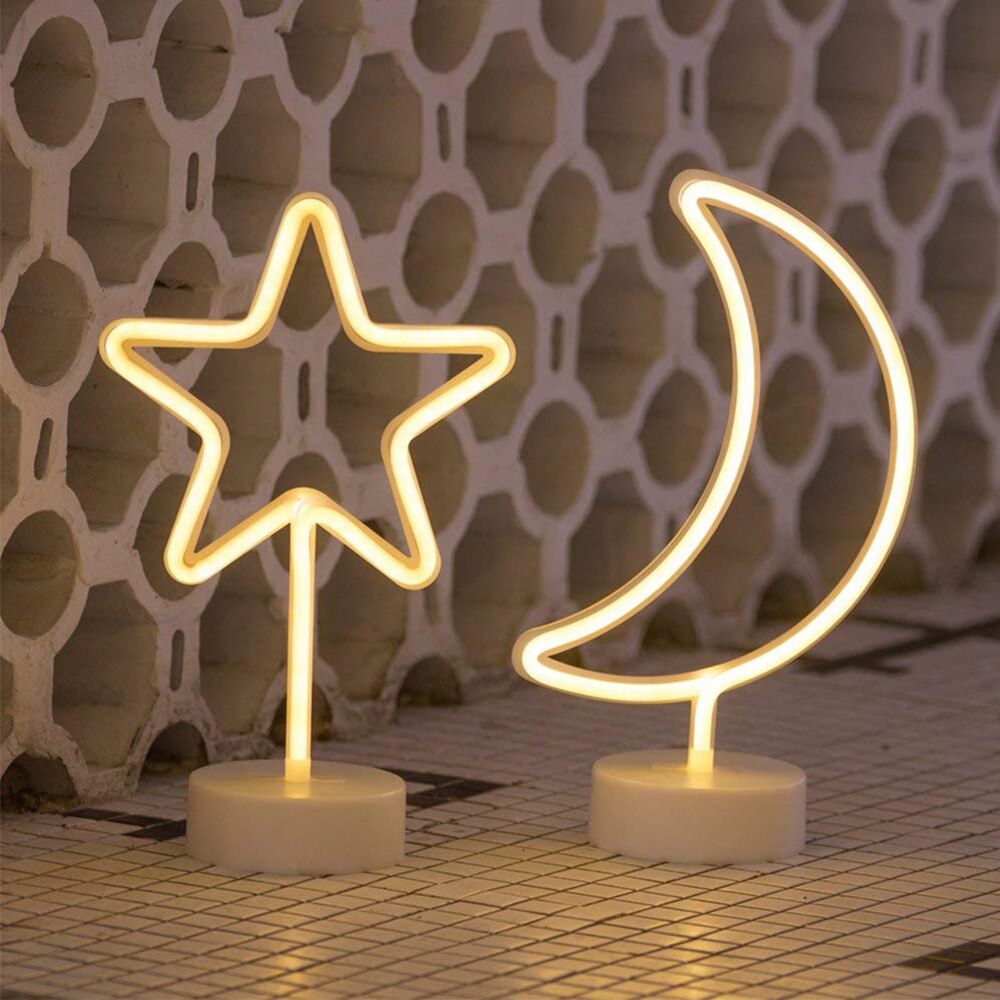 17styles Neon Night Light with holder base USB & Battery Powered Table Lamp Decoration for Wedding Sign Birthday Party Kids Room