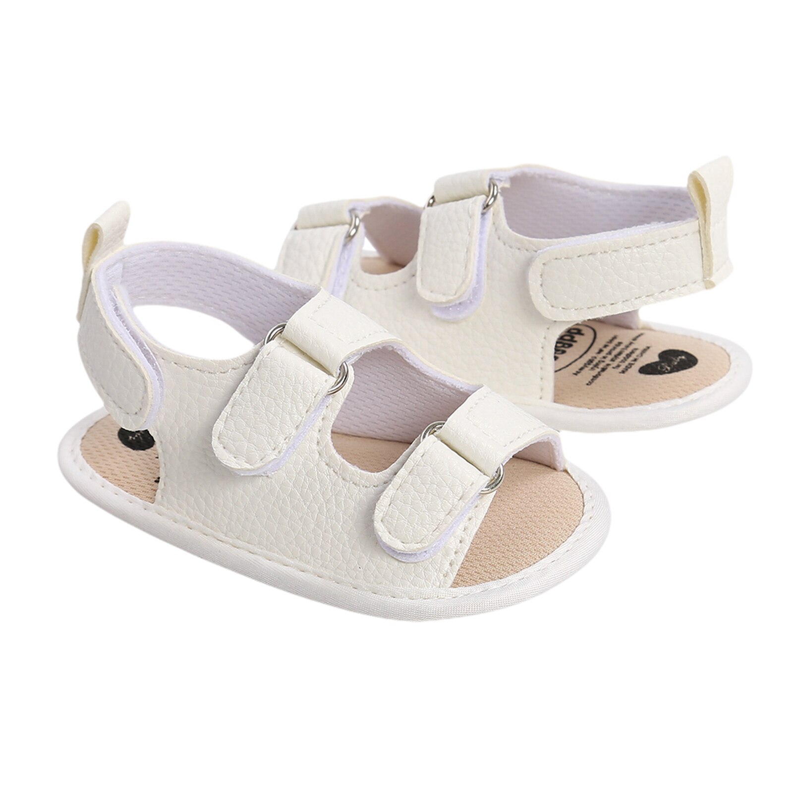 Baby Jungen Mädchen Leder Sandalen, Anti-Unterhose Sohle Einfarbig Wohnungen Erste Wanderschuhe