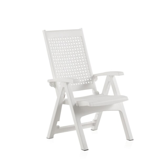 SHAF|Sillon Multiposicion Reclinable Metal para jardin, terraza o piscina blanco, wengue y antracita: Default Title