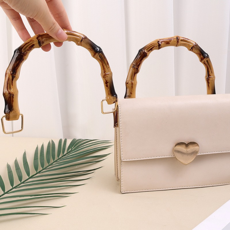 Diy böjt bambu handväska handtag retro väska halvcirkel handtag väskor plast handspak anslut spänne handtag handhållna väskdelar