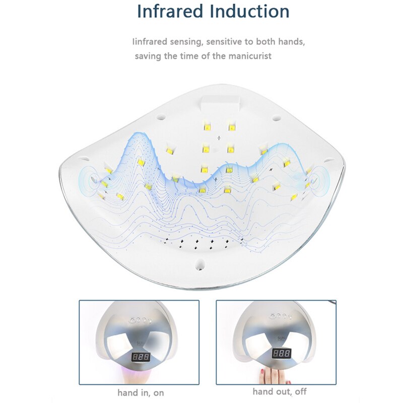 SUN5 48W Dual UV LED Nagel Lamp Nagel Droger Gel Polish Curing Licht met Bodem 30 s/60 s Timer LCD display