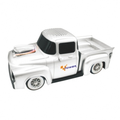 EONKO WS-538BT Pickup Truck Car Shaped Bluetooth Speaker with TF USB FM Selfie LED Light Display Rechargeable Battery: WHITE