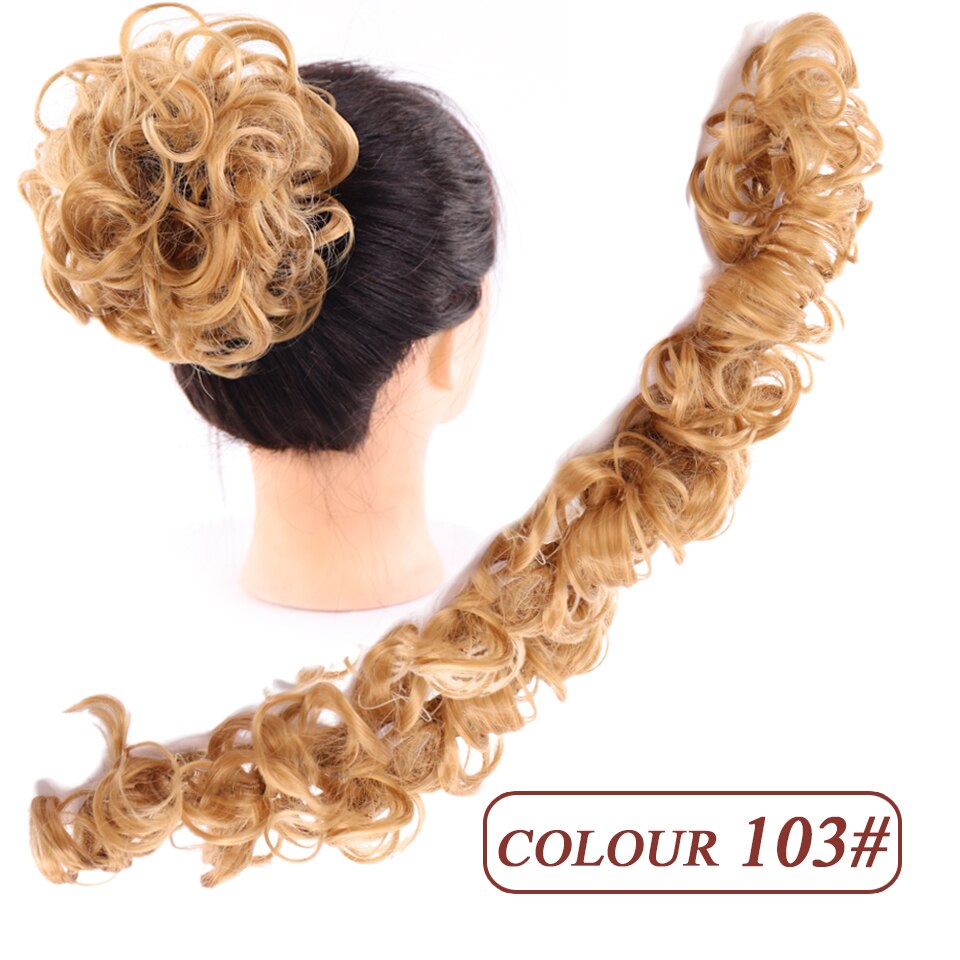 HUAYA Curly Synthetic Messy Chignon Pony Tail Hair Extensions Wrap on Hair Bun With Rubber Band Elastic Hair Hairpiece: M333-103