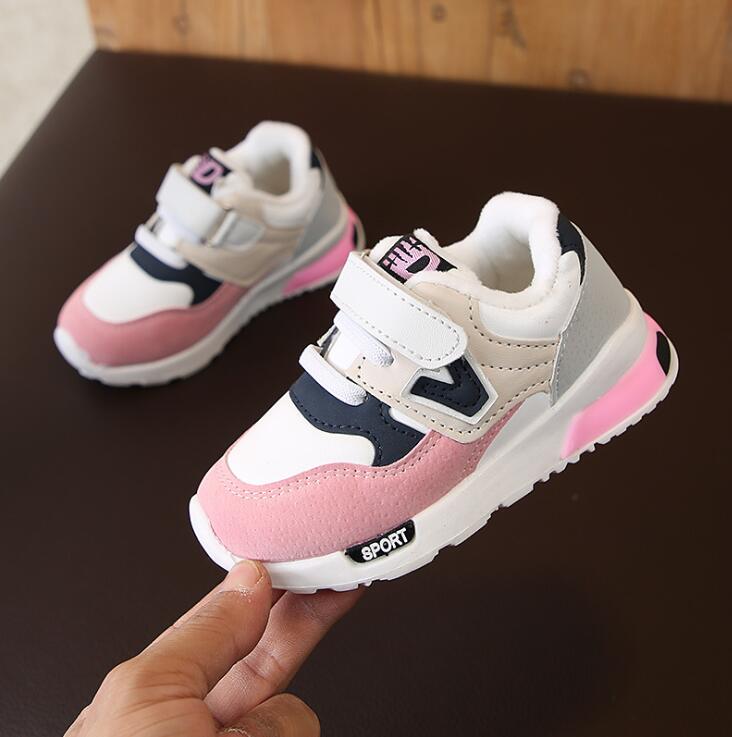 Kinderschoenen baby jongens meisjes kinderen casual warme sneakers ademend zacht hardloop sportschoenen maat 21-30 tennisschoenen kinderen: Roze / 24( binnenzool 14.5cm)