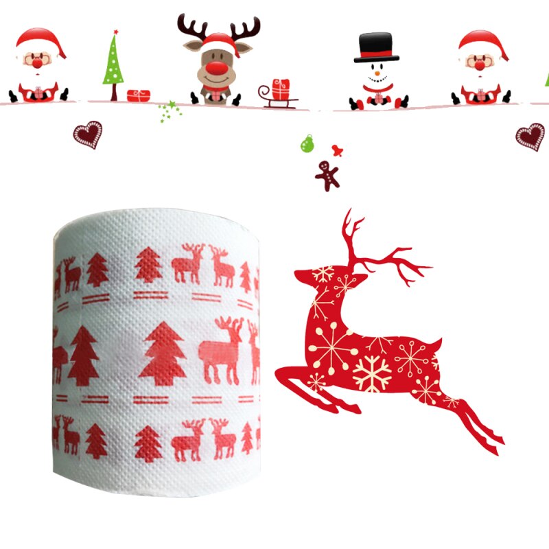 1pcs Roll Paper Santa Toilet Paper Towel Printing Interesting Pattern Family Bathroom Living Room Toilet Paper For Decoration