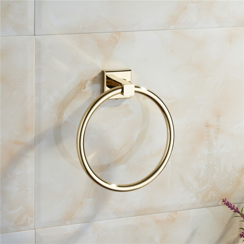 Guld handduk ring badrum handduk hängande ring mässing bad dekoration tillbehör europeisk stil: Guld-