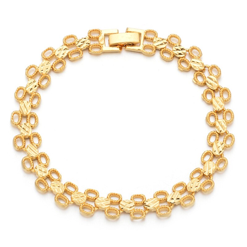 À la Or Chaîne Bracelets Pour Femme Hommes Cuivre Poli Multi-style cubain lien Chaîne Bracelet & BangleJewelry Sans Fondu: Style 3