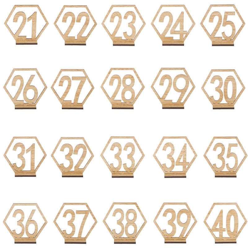 20 st 21-40 hexagon bord nummer bröllop träskylt stativ mottagning mittpunkten