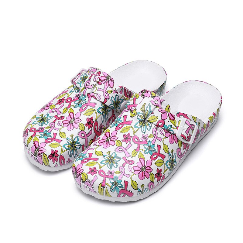 Om skrubba toffel kvinnor eva halkfria träskor skrubbar skor arbete ammande spa skönhetssalong skor bekväma ingen lukt: Blommiga modeller / 37